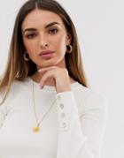 Jdy Rib Top With Button Cuff In Cream-navy