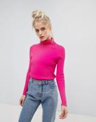 E.l.k Skinny Rib Sweater With Roll Neck - Pink