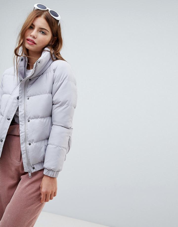 Brave Soul Slay Short Padded Coat - Gray