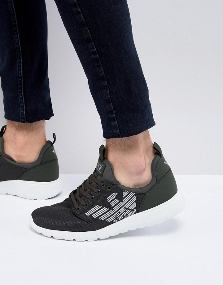 Ea7 Eagle Logo Racer Sneakers In Khaki - Green