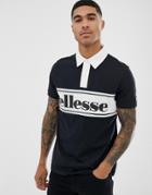 Ellesse Sestolia Polo With Large Panel Logo In Black - Black