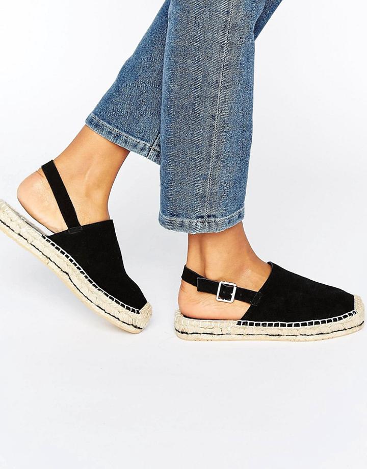 Asos Jina Suede Sling Back Espadrilles - Black