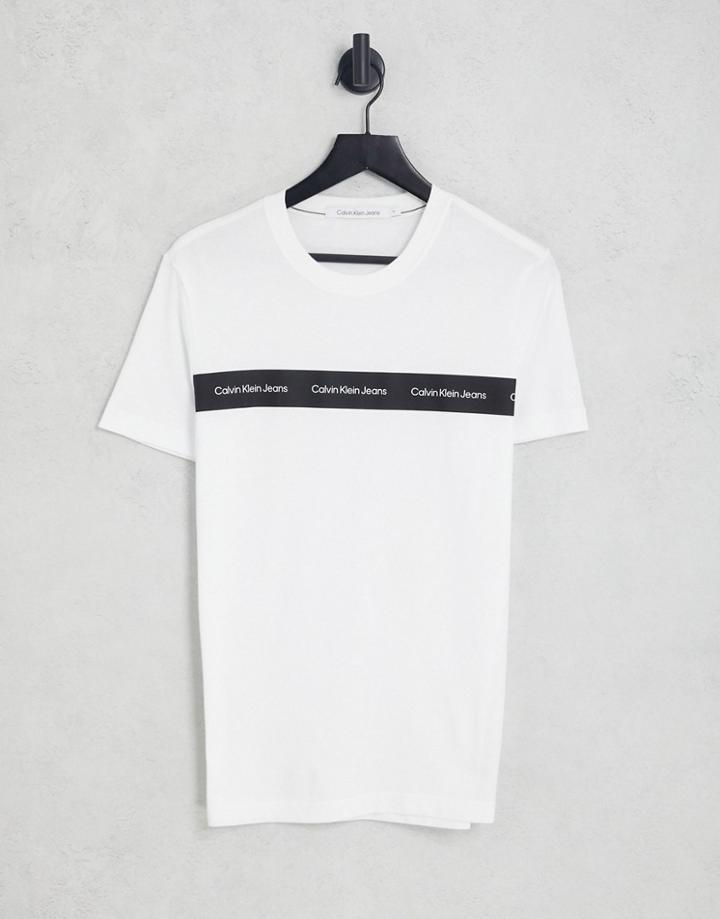 Calvin Klein Jeans Institutional Taping Slim Fit T-shirt In White