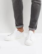 Selected Homme David Leather Sneakers In White - White