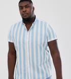 Asos Design Plus Regular Oxford Stripe Shirt - Blue