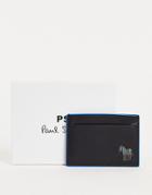 Ps Paul Smith Zebra Logo Leather Card Holder In Black