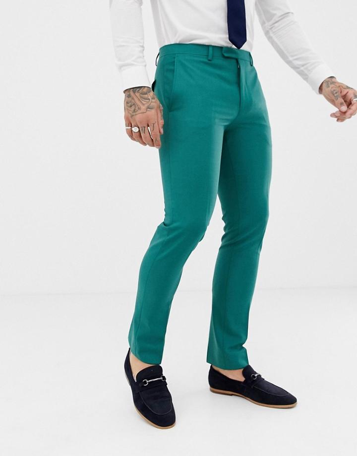 Twisted Tailor Super Skinny Suit Pants In Green - Green
