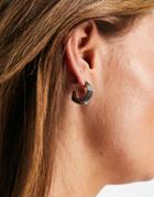 Designb London Chunky Angular Hoop Earrings In Silver