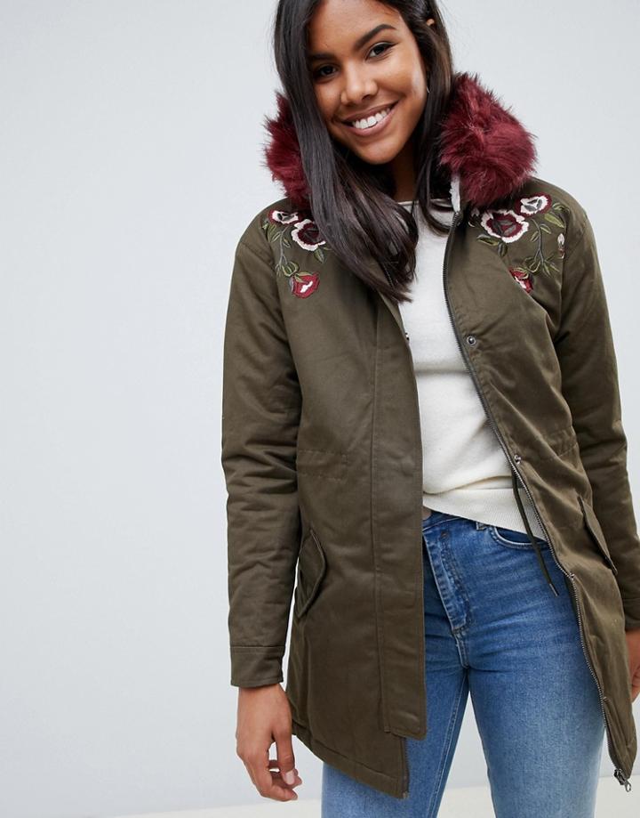 Bellfield Embroidred Parka - Green