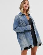 Free People Moonchild Denim Shirt Jacket-blue