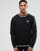 Puma Logo Rib Sweatshirt In Black - Black