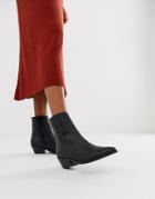 Asos Design Austin Leather Woven Boots-black