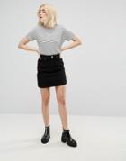 Asos Cord Original Skirt In Washed Black - Black