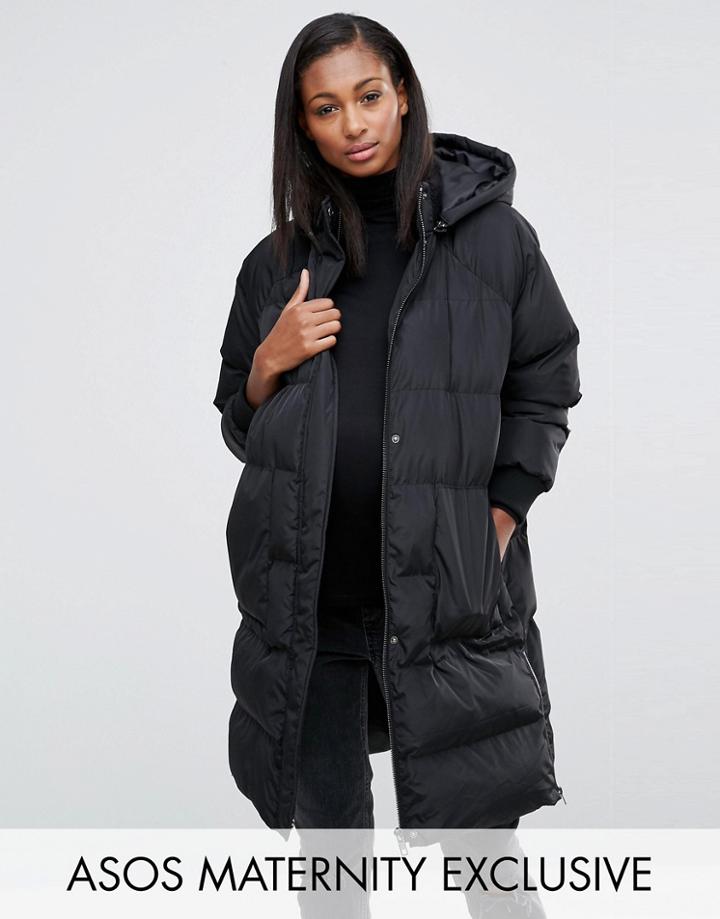Asos Maternity Padded Jacket In Matt Finish - Black
