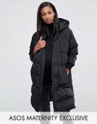 Asos Maternity Padded Jacket In Matt Finish - Black