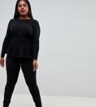 Flounce London Plus Jersey Jumpsuit In Black - Black