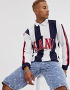 Karl Kani College Rugby Long Sleeve Shirt In White/navy