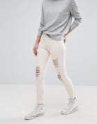 New Look Ripped Skinny Jeans - Pink