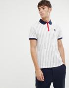 Fila White Line Striped Polo Shirt In White - White