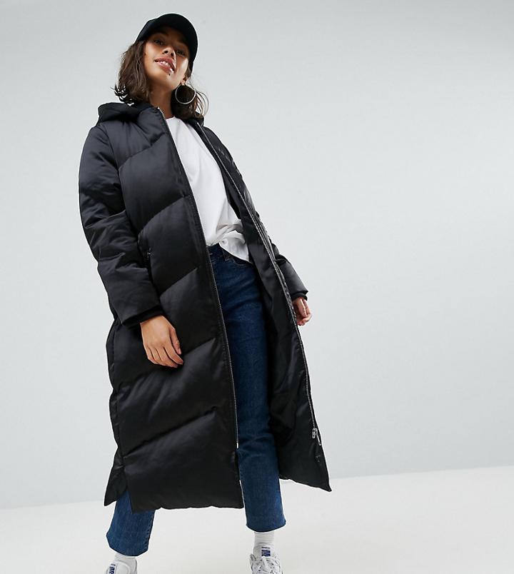 Asos Petite Longline Puffer Coat - Black