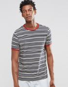 Asos T-shirt With Retro Stripe And Contrast Ringer