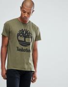 Timberland Stacked Logo T-shirt In Olive Green - Green