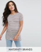 New Look Maternity Stripe Short Sleeve T-shirt - Red