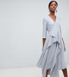 Asos White Tall Drape Panel Midi Dress - Blue