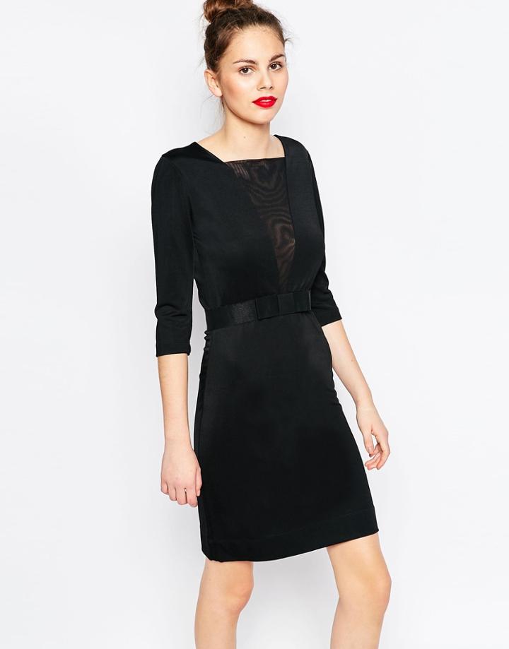 Love Moschino Dress With Bow Waist - Black