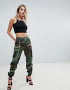 Missguided Camo Pants With Chain - Green