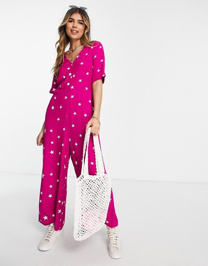 Nobody's Child Sharona Star Print Jumpsuit In Pink