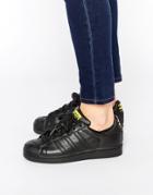 Adidas Originals Pharrell Williams X Todd James Black Leather Supershell Superstar Sneakers - Black