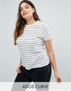Asos Curve Crew Neck T-shirt In Stripe - Multi