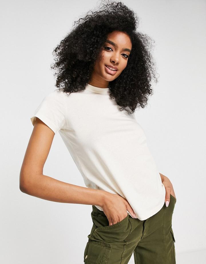 Asos Design Ultimate T-shirt With Crew Neck In Cotton Blend In Buttercream - Cream-white