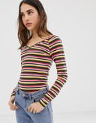 Only Fifi Stripe Long Sleeved Top-multi