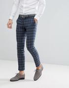 Selected Homme Skinny Suit Pants In Navy Check - Navy