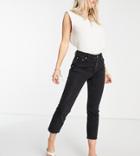Asos Design Petite Mid Rise Vintage 'skinny' Jeans In Washed Black