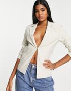 Stradivarius Bengaline 90s Blazer In Beige - Part Of A Set-neutral
