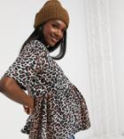 Asos Design Maternity Smock Top In Animal Print-brown