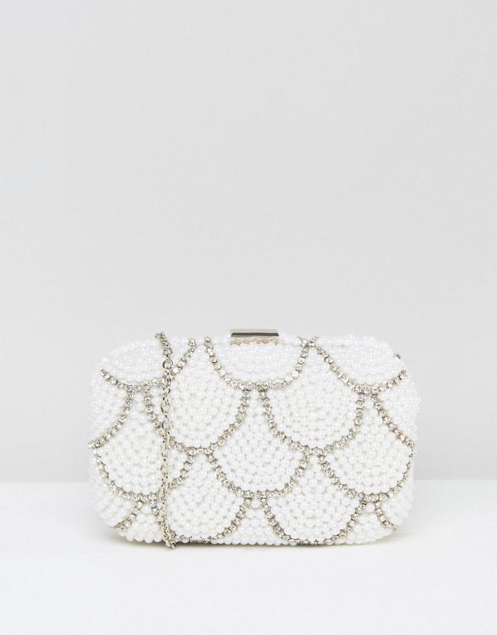 New Look Pearl Sparkle Clutch Bag - White