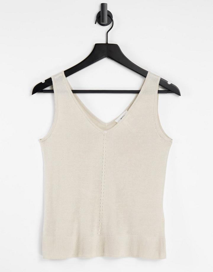 Object Angie Knit Tank Top In Beige-neutral