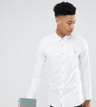 Ted Baker Tall Slim Smart Shirt In White Linen - White