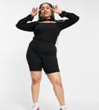 Asos Design Curve Set Ribbed Legging Shorts In Black