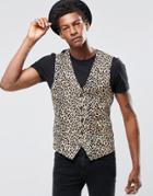 Religion Skinny Vest In Leopard Print Rayon - Tan