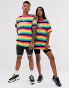 Night Addict Unisex Oversized T-shirt In Rainbow Stripe-multi