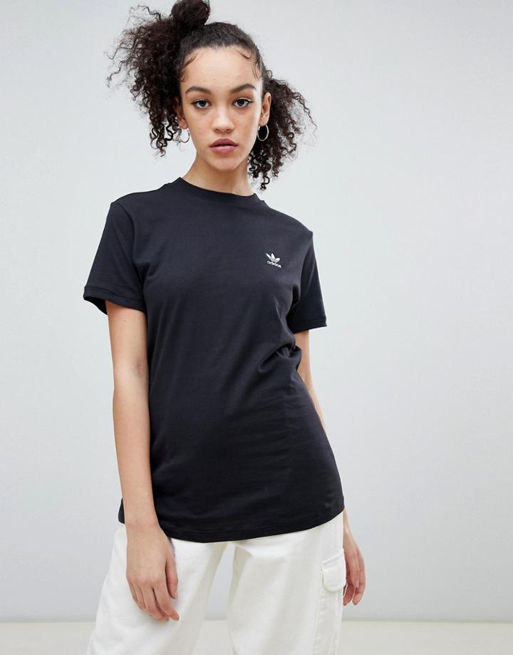 Adidas Originals Essential Mini Logo T-shirt In Black - White