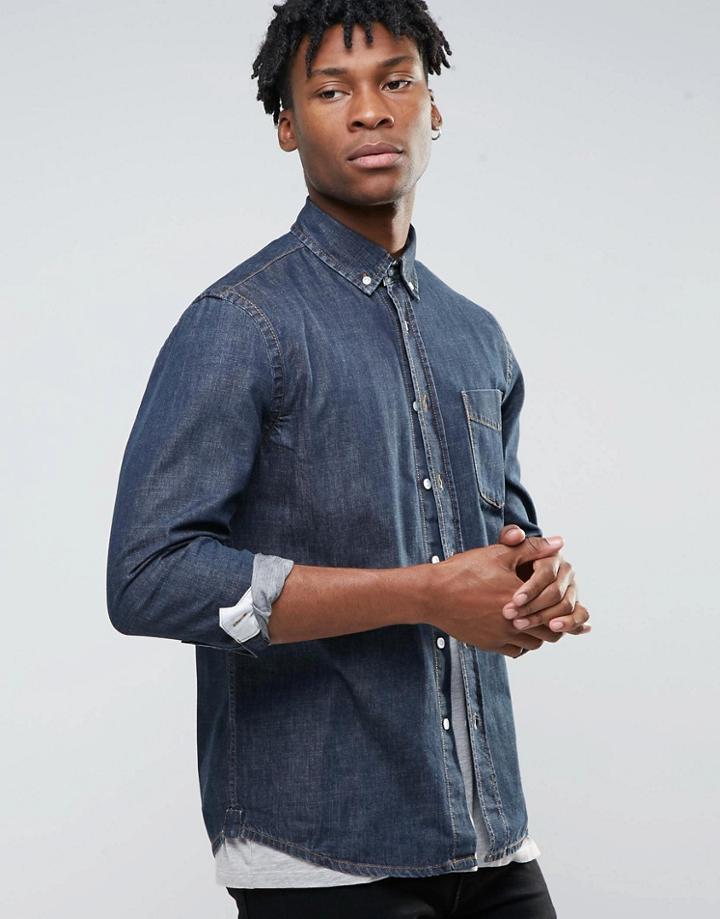Hoxton Denim Indigo Shirt - Navy