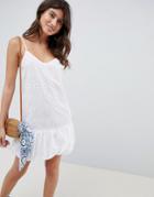 Asos Design Broderie Bubble Hem Mini Dress - White