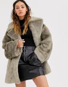Weekday Tabitha Faux Fur Coat In Gray