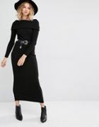 Mango Off The Shoulder Knitted Sweater Dress - Black